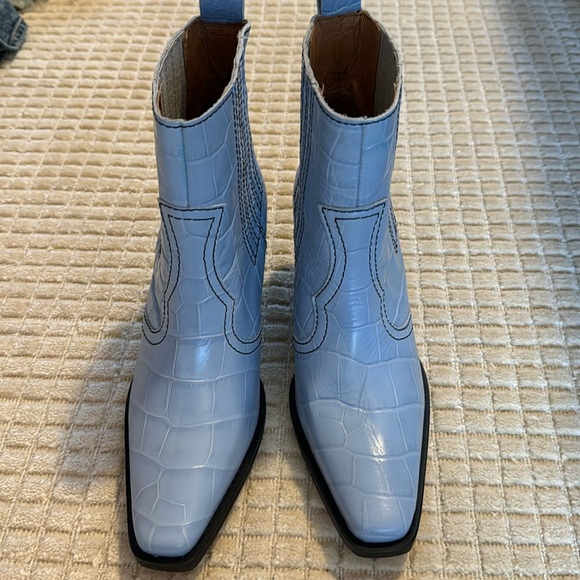 NEW Ganni blue cowboy cowgirl boots size 39 8.5-9 - Picture 2 of 6